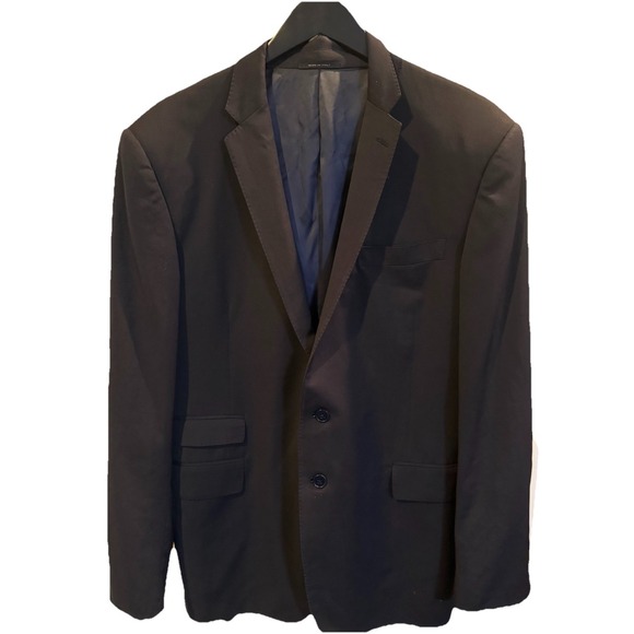 Ralph Lauren Black Label Blazer Jacket 42R Solid Black Wool Italy Sport Coat